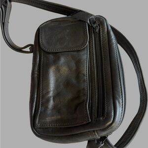 Genuine Leather Black Mini Crossbody Bag